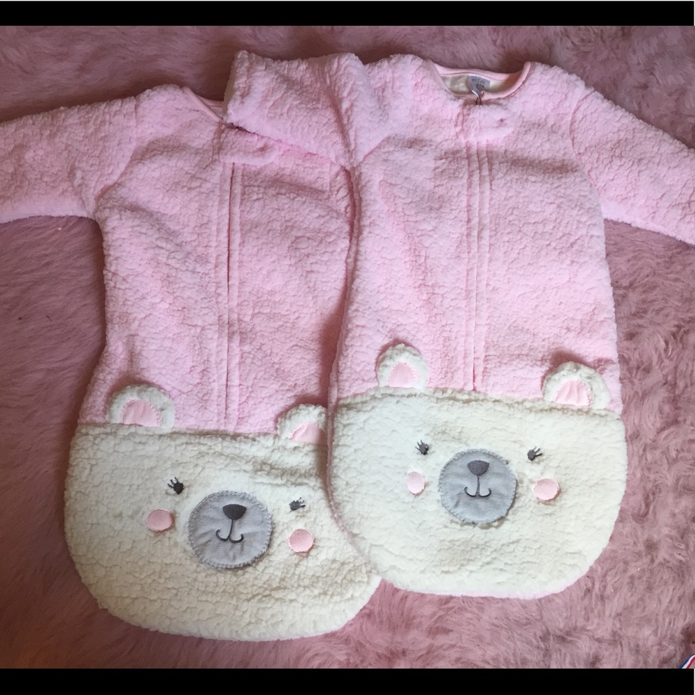 Fleece bear sleepers with minky lining